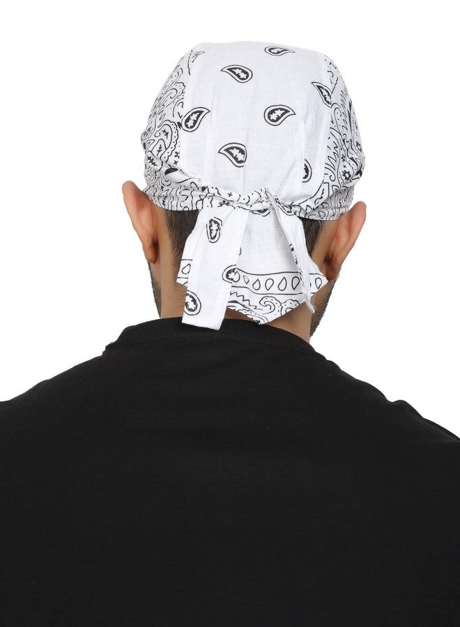 BISMAADH Paisley Print Cotton Headwrap Skull Cap Doo Rag Sweat Wicking Patka for Men & Women - Image 4