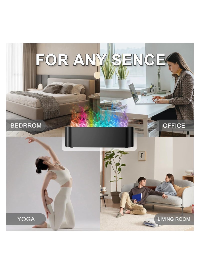 Colorful Flame Fire Diffuser Humidifier, 7 Colors Changing Oil Diffuser, Ultra-Quiet Aroma Essential Oils Aromatherapy Diffusers for Home, Office, A Large Room Yoga, A Bedroom(Waterless Auto Off)