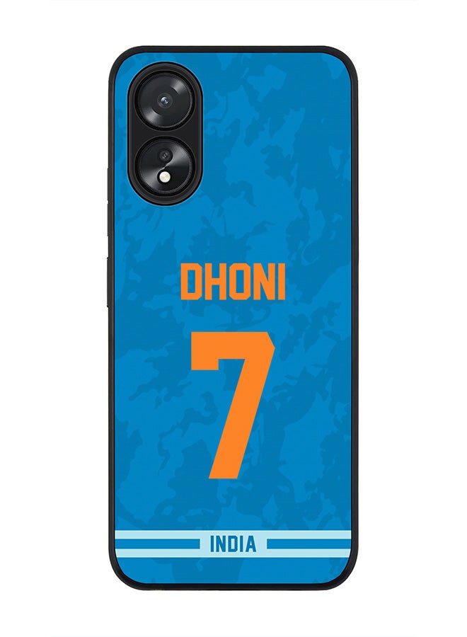 Stylizedd Rugged Black Edge case for Oppo A18 / Oppo A38, Slim fit Soft Flexible Rubber Edges Anti Drop Cover - Team India MS Dhoni, Jersey No 7 - Image 1