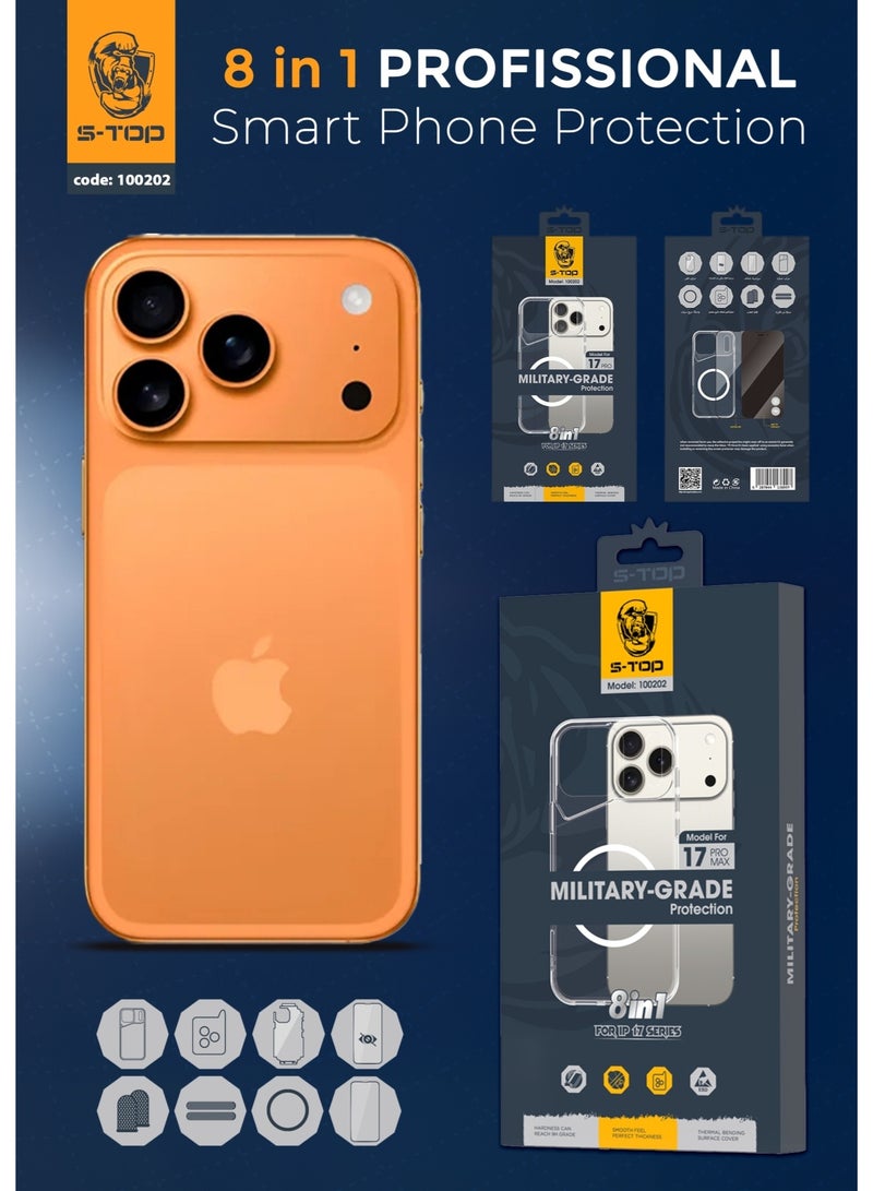 اس-توب مجموعة الحمايه ايفون 17 برو, ايفون 17 , ايفون 17 برو ماكس , ايفون اير  المتكاملة  8 في 1 حمايه تستحق الثقة متوافقة مع هاتف  ايفون 17 برو, ايفون 17 , ايفون 17 برو ماكس , ايفون اير - Image 2