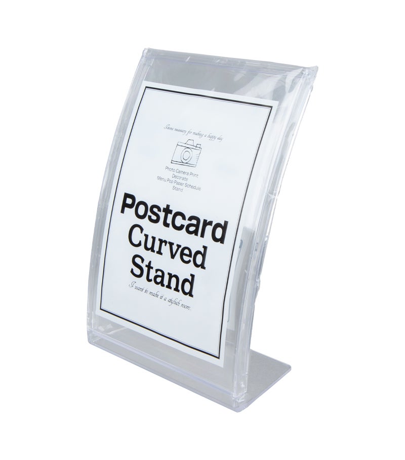 Daiso Postcard Curve Stand, 11.7 x 15.6 x 6.7 cm, Curved Display Holder for Postcards, Photos, Cards, Menus & Tabletop Presentation - Image 1