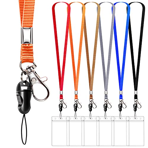 UpUGo 6 Pack Neck Lanyard with ID Badge Holder, Office Strap Lanyards, Stainless Metal Swivel Hook for Name Tag, Badge Holders, Keychains, Card, Multi-Color - Image 1