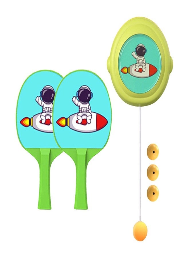OPNEX Children’s Table Tennis Trainer Set - Indoor Ping Pong Self Training Kit with 2 Rackets & Hanging Ball Portable Table Tennis Game for Kids Fun Solo Play Sports Toy (Green) - Image 1