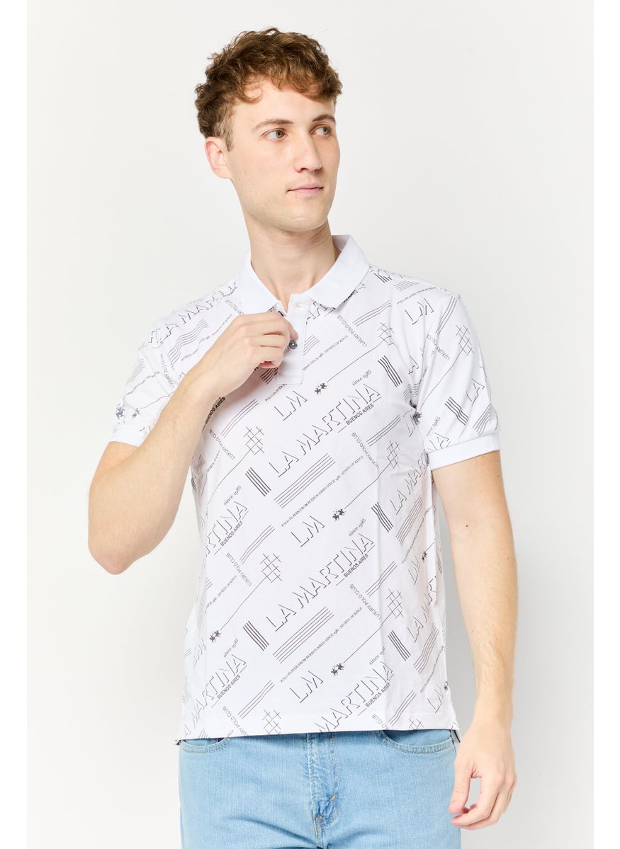 La Martina Men Regular Fit Allover Print Short Sleeves Polo Shirt, Multicolor  - Image 1
