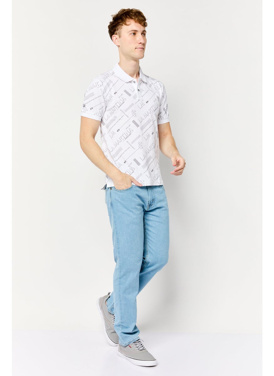 La Martina Men Regular Fit Allover Print Short Sleeves Polo Shirt, Multicolor  - Image 2