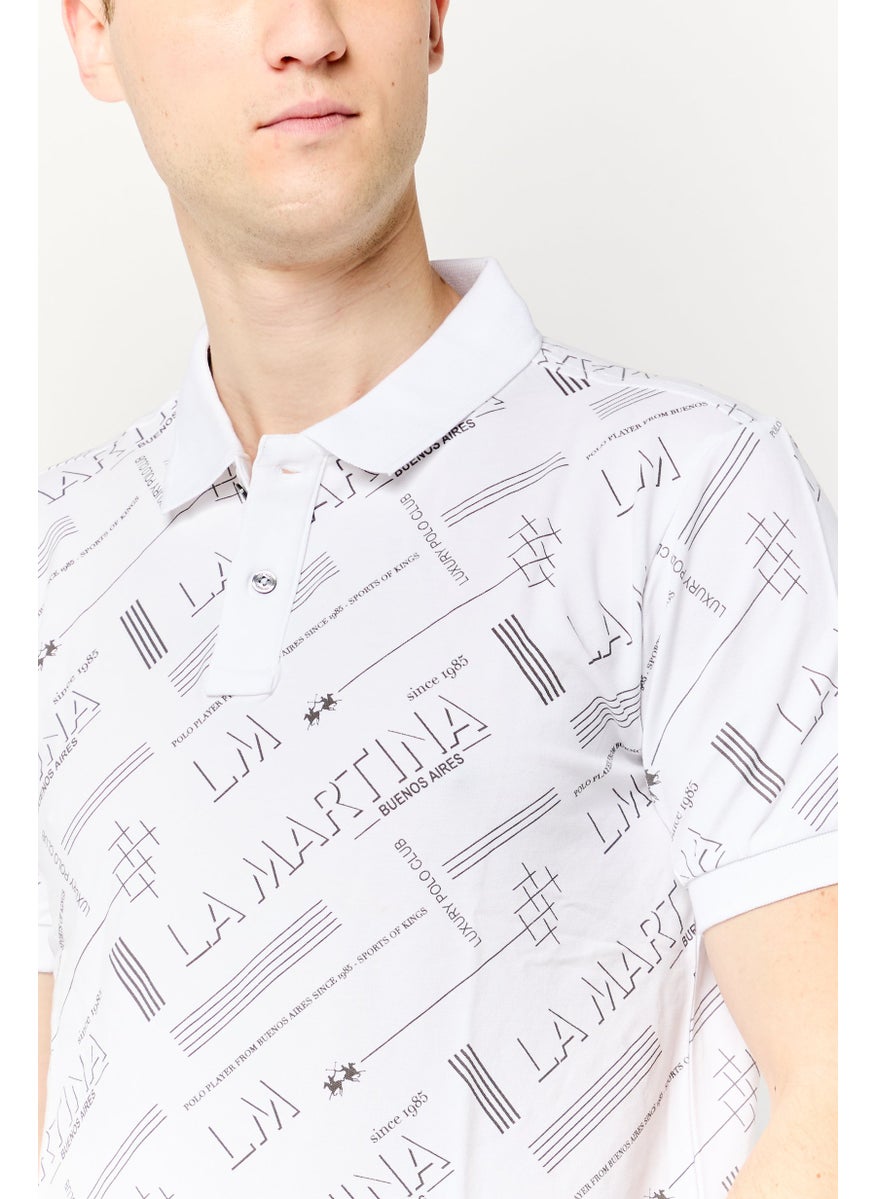 La Martina Men Regular Fit Allover Print Short Sleeves Polo Shirt, Multicolor  - Image 3