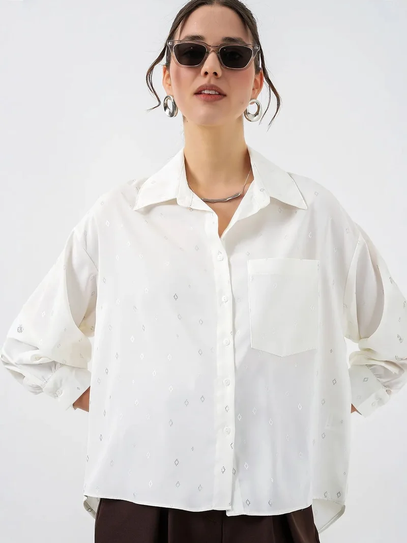 BDART Oversized Long Sleeve Printed Shirt with Pocket