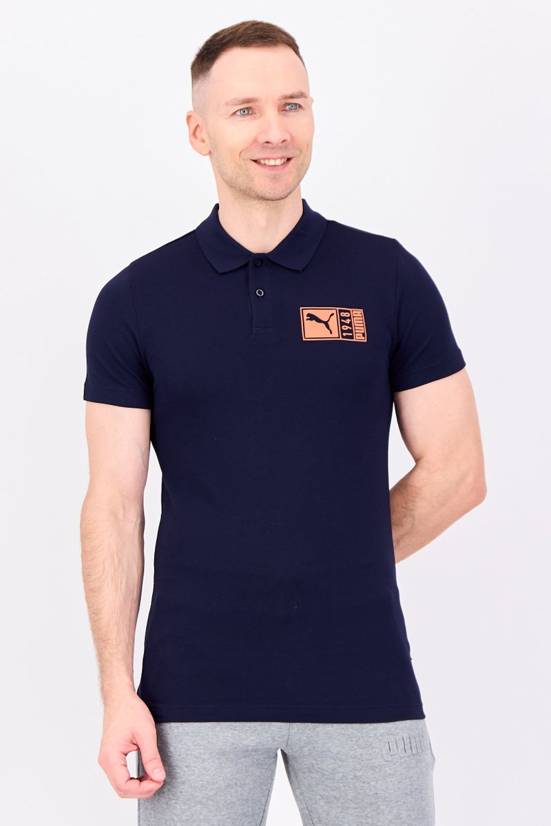 PUMA قميص بولو قصير الأكمام للرجال، رياضي، خارجي، لون كحلي - Image 1