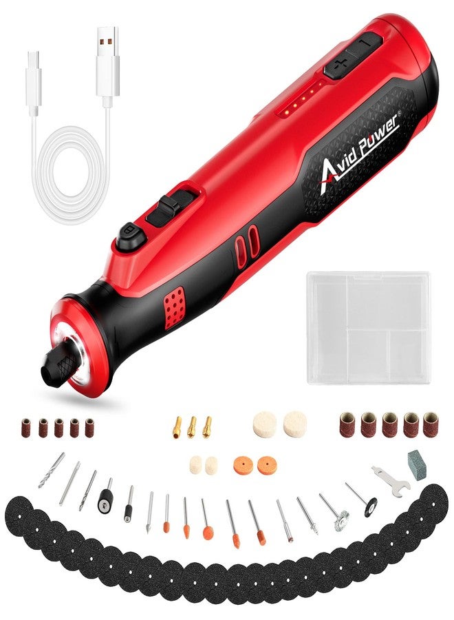 AVID POWER Cordless Rotary Tool 8V Rechargeable Rotary Tool, 4 Front LED Lights, 5 Speeds, 60 Pcs Rotary Tool Accessories for Carving, Engraving, Sanding, Polishing and Cutting - Image 1