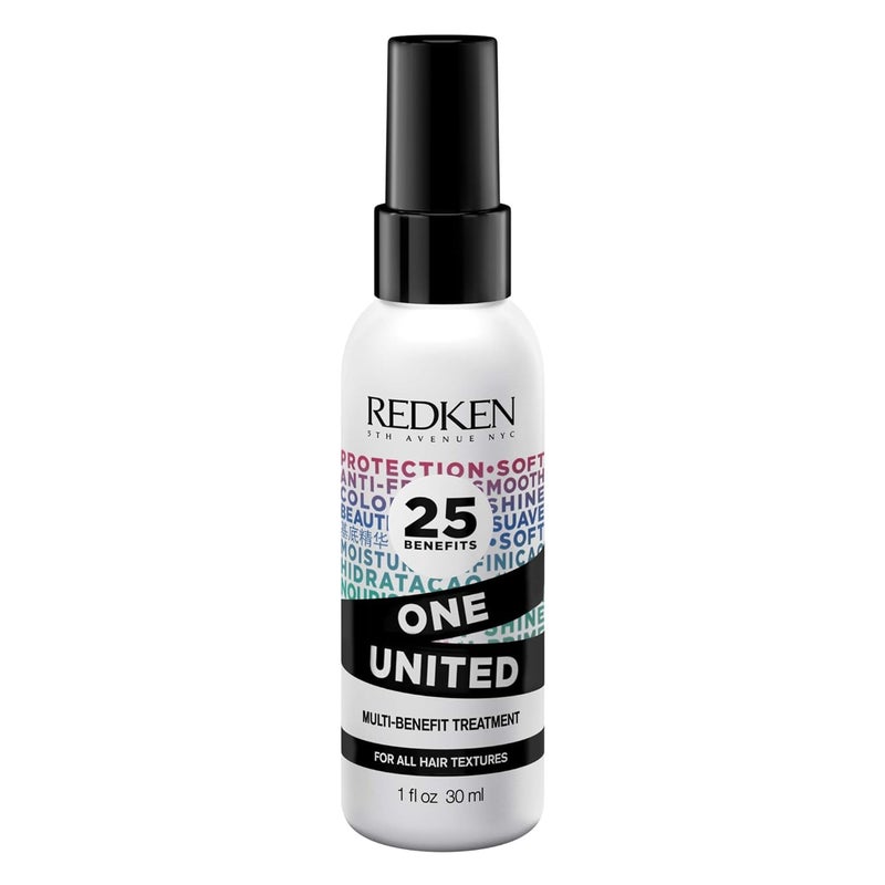Redken One United All-In-One Leave In Conditioner - Multi-Benefit Leave In Treatment For All Hair Types, Heat Protectant and Detangler Spray, Paraben-Free, 1 Fl Oz - Image 1