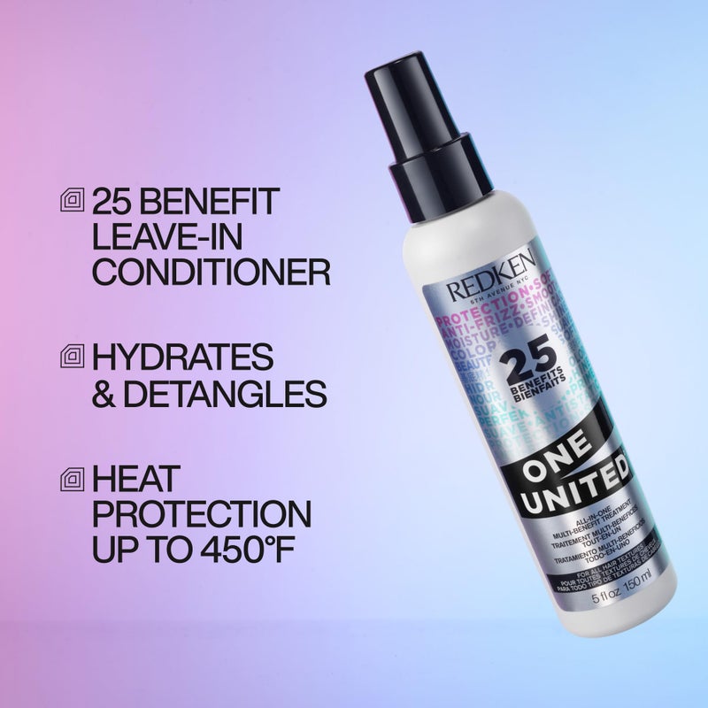 Redken One United All-In-One Leave In Conditioner - Multi-Benefit Leave In Treatment For All Hair Types, Heat Protectant and Detangler Spray, Paraben-Free, 1 Fl Oz - Image 2