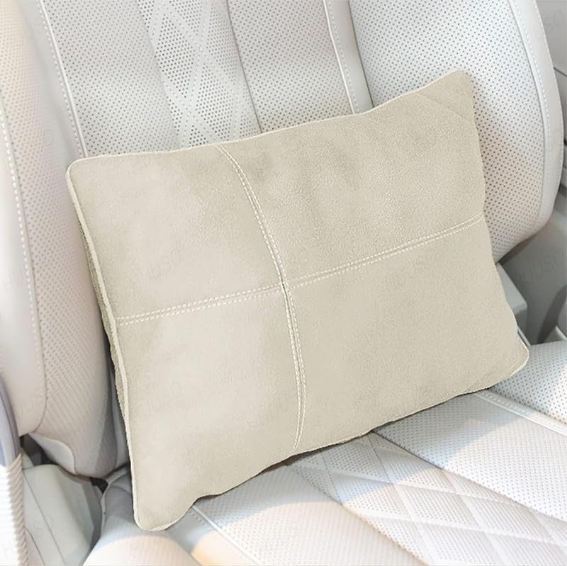 HUUSO Headrest Waist Cushion Set Beige, Maybach Design Super Soft Car Headrest (2 Pc) & Pillow Lumbar Support (2 Pc) Compatible with Mercedes-Benz GLS - Image 2