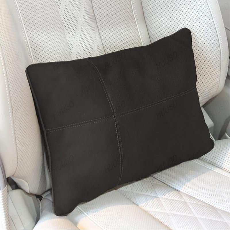HUUSO Headrest Waist Cushion Set Beige, Maybach Design Super Soft Car Headrest (2 Pc) & Pillow Lumbar Support (2 Pc) Compatible with Mercedes-Benz GLS - Image 4