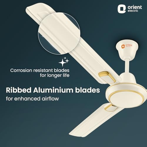 Orient Electric مروحة سقف ديكو من أورينت إلكتريك 1200 مم | مروحة سقف زخرفية | تدفق هواء قوي | تصنيف 1 نجمة من BEE | ضمان لمدة عامين | ذهبي عاجي، عبوة من 1 - Image 2