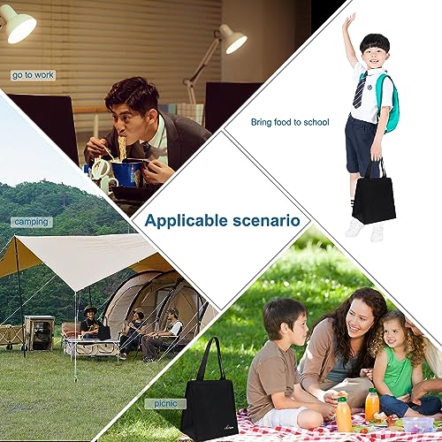iknoe Insulated Lunch Bag for Women & Adults, 9L Foldable Wide-Open Cooler Bag with Pockets, Leakproof & Portable, for Picnic, Office, Beach(Plain Black) - Image 5
