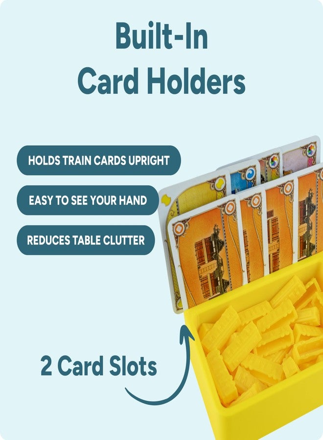 matterform Ticket to Ride Player Organizer Trays | Set of 5 Train Storage Bins with Card Holders | Player Stations Compatible with Ticket to Ride Board Game | Color-Matched Train Holders that Store in Game Box - Image 4
