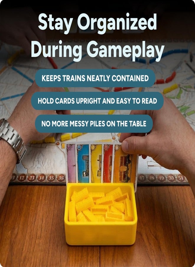matterform Ticket to Ride Player Organizer Trays | Set of 5 Train Storage Bins with Card Holders | Player Stations Compatible with Ticket to Ride Board Game | Color-Matched Train Holders that Store in Game Box - Image 3