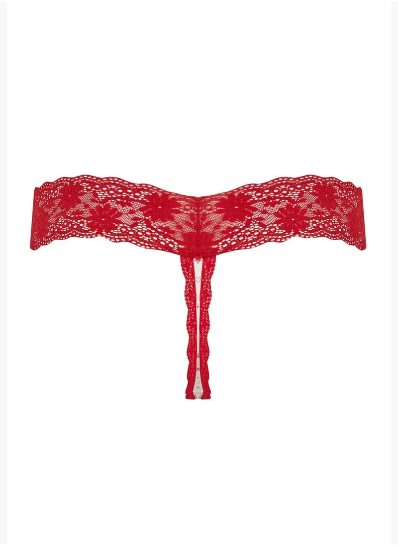 DeFacto Lace Detail Heart Print String Thong