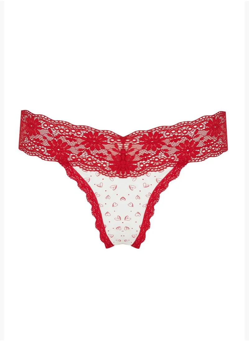 DeFacto Lace Detail Heart Print String Thong