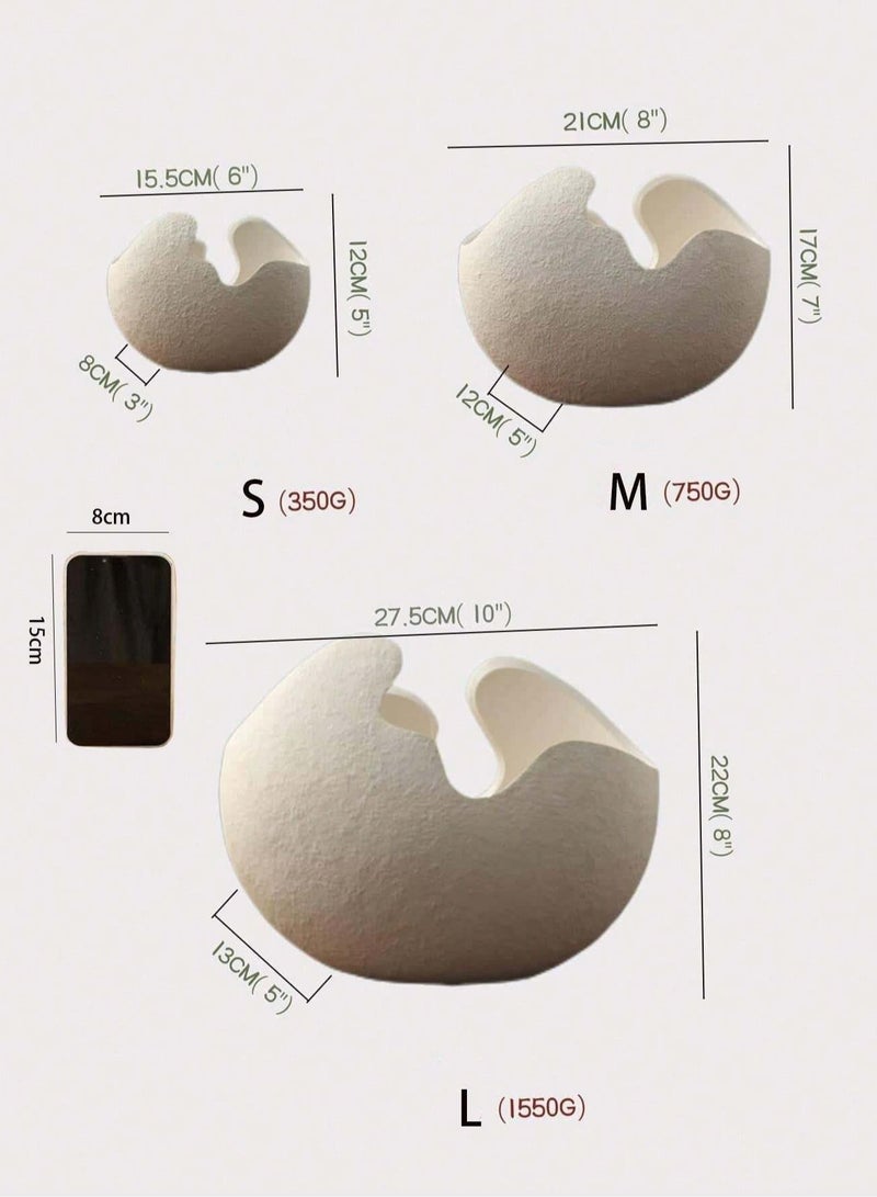 Modern Nordic-Inspired Thick Pottery Ceramic Vase – White Eggshell Design, Geometric Pattern, Handmade Flower Vase for Home, Living Room, Dining Table, Office, Wedding Centerpiece, Indoor/Outdoor Décor, Fresh or Dried Flowers - Image 3