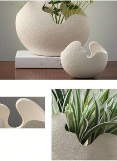 Generic Modern Nordic-Inspired Ceramic Vase - White Eggshell Design for Indoor/Outdoor Decor, Geometric Pattern, Lightweight ﻿  - Image 3