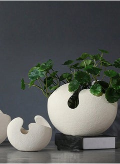 Generic Modern Nordic-Inspired Ceramic Vase - White Eggshell Design for Indoor/Outdoor Decor, Geometric Pattern, Lightweight ﻿  - Image 4