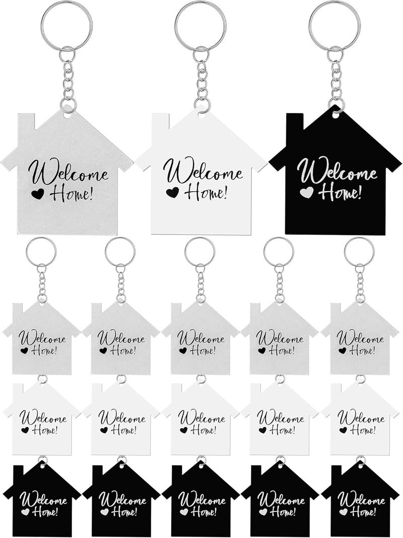 Sureio 18 Pcs House Acrylic Keychain Real Estate Agent Clear White Black Blank DIY Keychain New Home Welcome Home Housewarming Gift for Real Estate Agent Supplies Gifts - Image 1