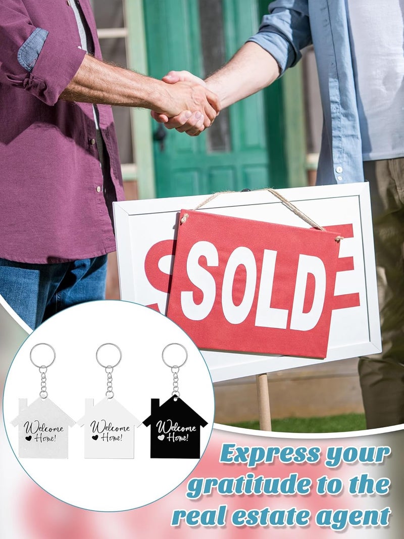 Sureio 18 Pcs House Acrylic Keychain Real Estate Agent Clear White Black Blank DIY Keychain New Home Welcome Home Housewarming Gift for Real Estate Agent Supplies Gifts - Image 5