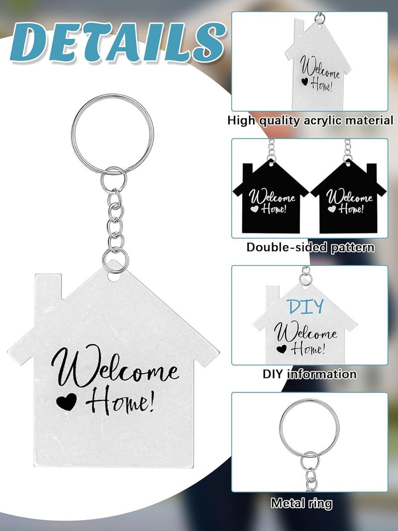 Sureio 18 Pcs House Acrylic Keychain Real Estate Agent Clear White Black Blank DIY Keychain New Home Welcome Home Housewarming Gift for Real Estate Agent Supplies Gifts - Image 3