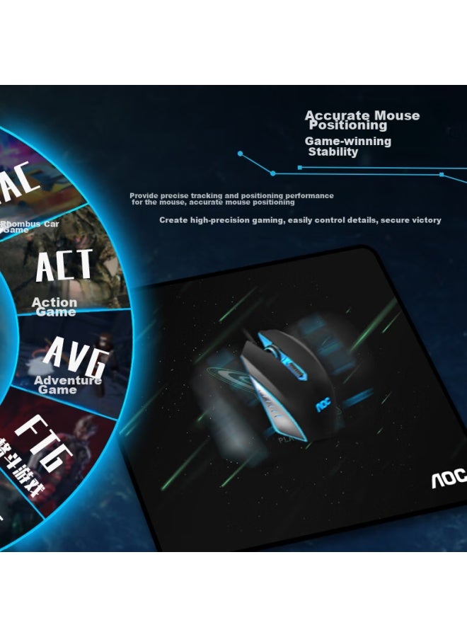 Aoc Full-property Series Gaming Mouse Pad, Small Size 300*250*4mm, Thickened With Locked Edges, Office Keyboard Computer Desk Pad, M111/93, Planet Black - Image 2