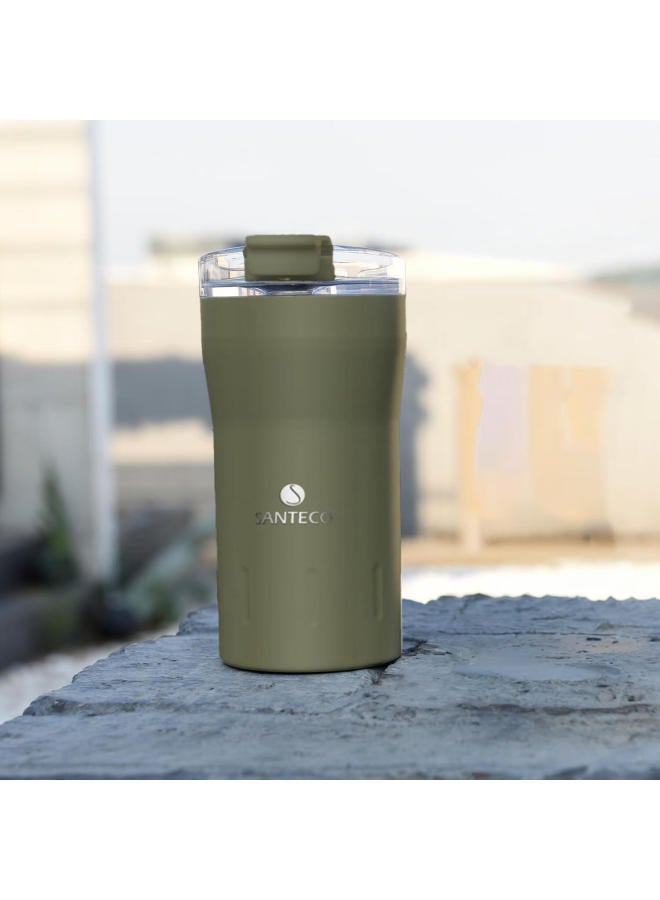 Santeco Insulated Water Bottle, Stylish Student Coffee Mug, Portable Long-lasting Thermos Cup, Cola Cup, Army Gree - Image 1
