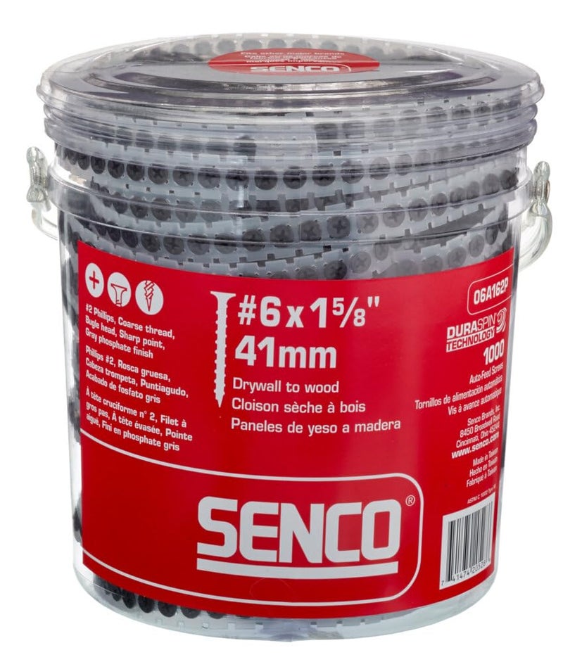 Senco 06A162P Duraspin# 6 by 1-5/8" Drywall to Wood Collated Screw (1, 000per Box) - Image 1