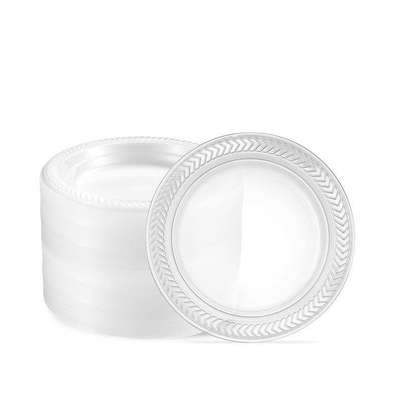 PLASTICPRO 160 Pack Clear Plastic Plates 6 Inch Bulk Pack Durable Disposable Plastic Dinner Plates for Parties Events BBQ - Image 2