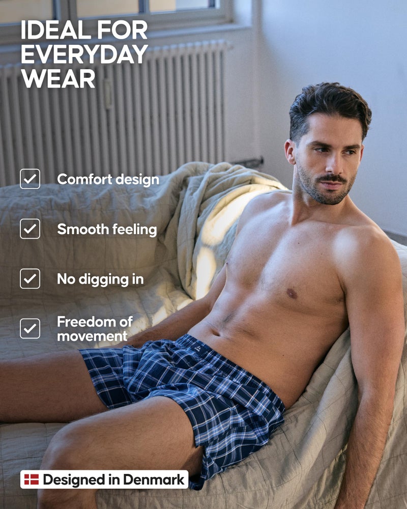 DANISH ENDURANCE 6 Pack Men's Woven Boxer Shorts, Organic Cotton, Loose Boxers X-Large Blue/Red 6-pack 6-pack - Image 3