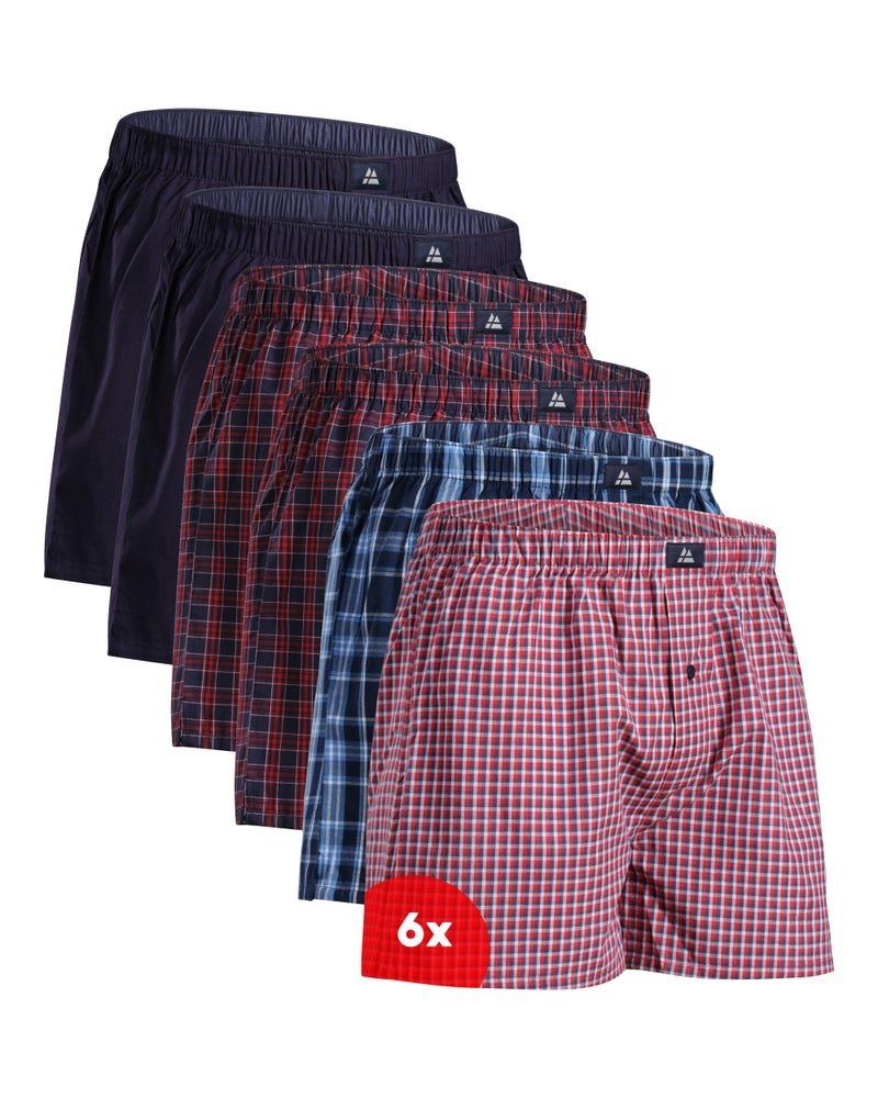 DANISH ENDURANCE 6 Pack Men's Woven Boxer Shorts, Organic Cotton, Loose Boxers X-Large Blue/Red 6-pack 6-pack - Image 1