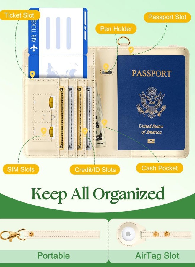 Slohif Passport Holder Cover Wallet Case for Travel Kids - Leather Letter Passport Book Family Multiple Personalized Organizer Card Slots Protector Sleeve Air Tag Handle Strap, Sunflower - Image 3