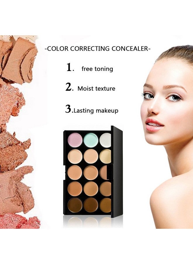 Vtrem 15 Colors Contour Palette Kit Conture Makeup Concealer Palette Powder Cream Camouflage Eye Shadow Face Contouring Foundation Palette With Toothbrush Foundation Brush & Powder Sponge - Image 4