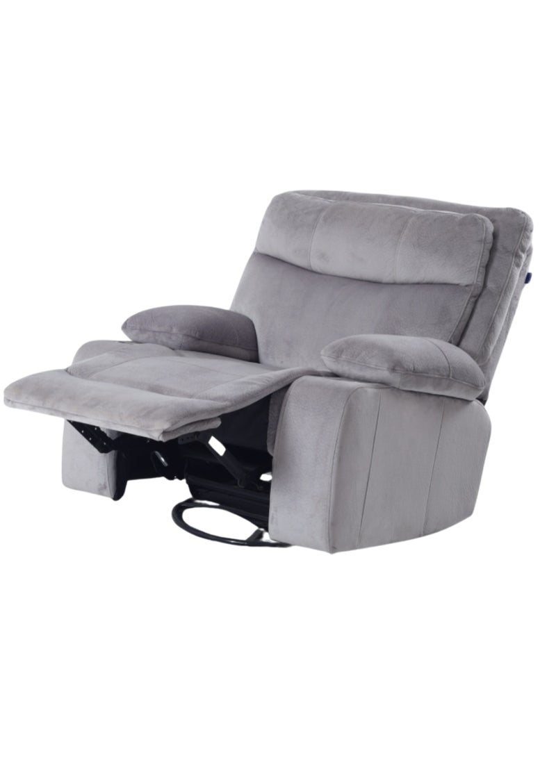 Concent Luxury Electric Lounge Chair with Wide Seat - Soft Velvet Fabric with Cup Holders and USB Charging Port - Modern Grey - Image 2