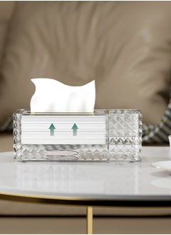 Generic Acrylic Pull Tissue Box Holder Organizer with Lid, Multifunctional Remote Holder Toiletry Organizer Facial Tissue Holder Rectangular for Home, Restaurant, Office, Car (Clear Gold)  - Image 4