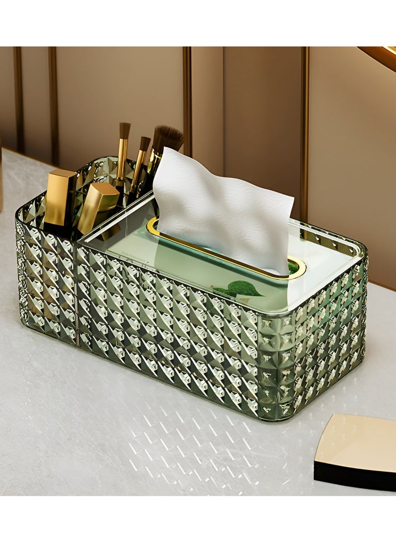 Generic Acrylic Pull Tissue Box Holder Organizer with Lid, Multifunctional Remote Holder Toiletry Organizer Facial Tissue Holder Rectangular for Home, Restaurant, Office, Car (Clear Gold)  - Image 3