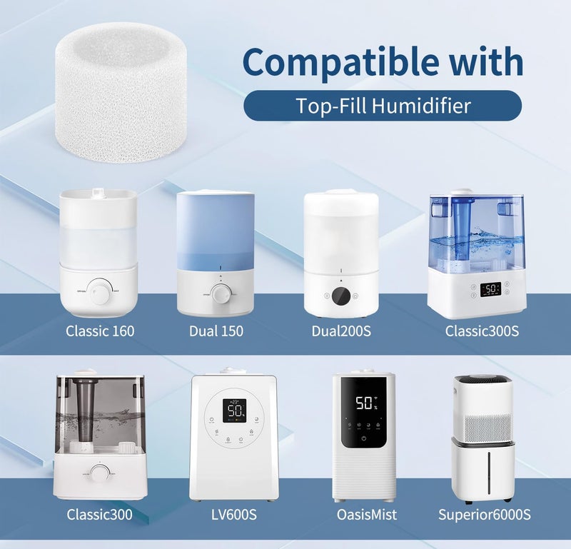 SOMEWAYTOP 30-Pack Top Fill Humidifier Replacement Filter Compatible with LEVOIT Humidifiers Model Classic160, Dual150, Dual200S, Classic300(S), LV600S, OasisMist450S, Superior 6000S Capture Particles - Image 2