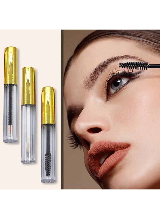 Ideal Swan 10ml Empty Mascara Tube Eyeliner Cream Container Bottle, Lip Gloss Bottle with 3 Piece Funnel & Rubber Inserts for Castor Oil Golden (Set 03)  - Image 2