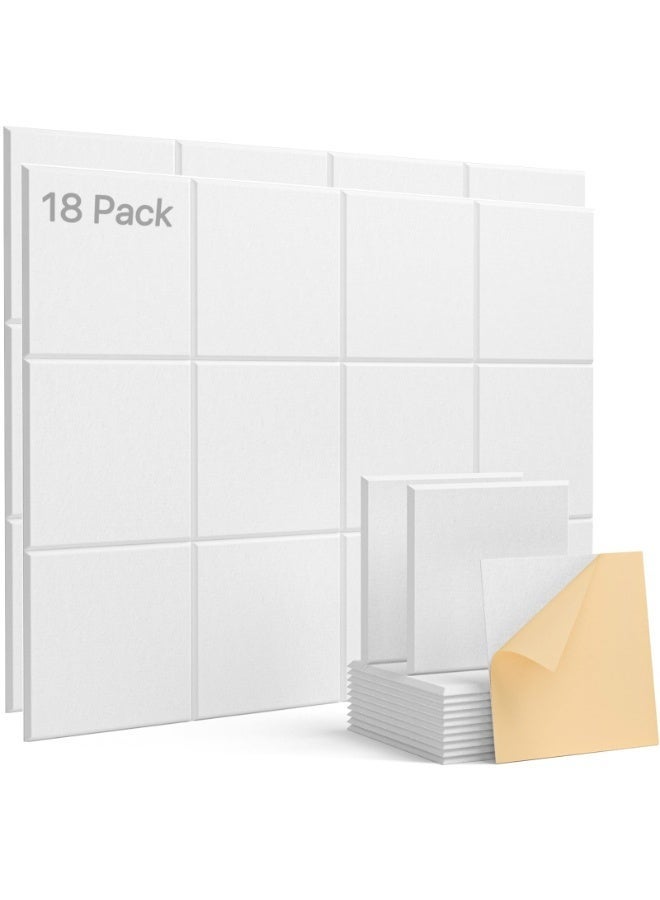 Arabest Acoustic Panels 18 Pack Square Soundproof Wall Panels Self-Adhesive, Acoustic Foam Panels High Density Sound Proof Foam Panels for Home Office, Reccording Studio, Ceiling 12" X 12" X 0.4" (White) - Image 1