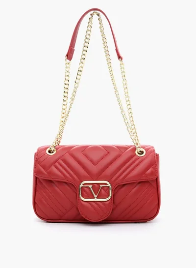في ايطاليا Quilted Crossbody Bag with Chain Strap and Flap Closure