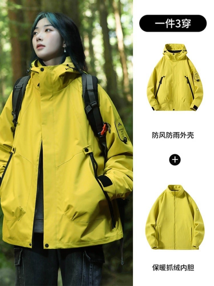 Qi Ta 3-in-1 Outdoor Jacket for Women, Waterproof Windproof Hiking Coat with Detachable Fleece Liner, Customizable Logo, Winter Sports Outerwear - Image 1