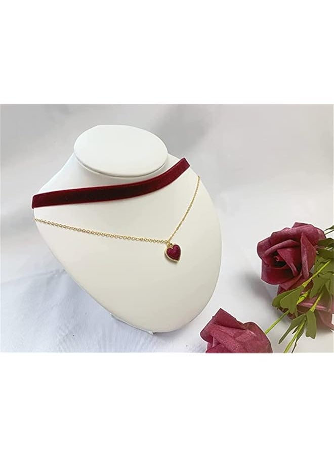 erorex Heart Necklace Red Velvet Chocker Adjustable Red Choker Classic Collar Necklaces For Women And Girls  - Image 4