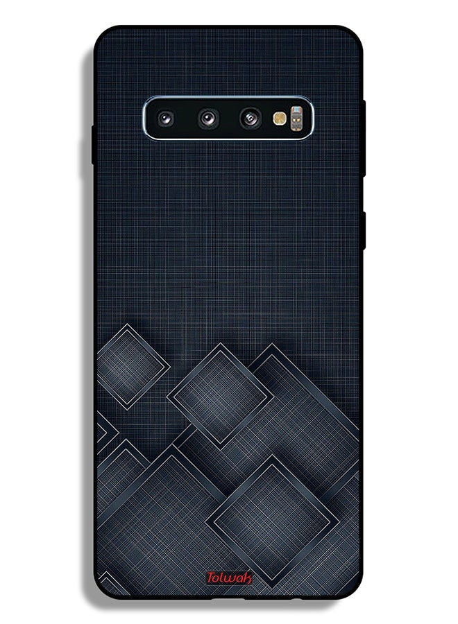 Tolwak Samsung Galaxy S10 4G Protective Case Cover Squares Pattern On Cloth - Image 2