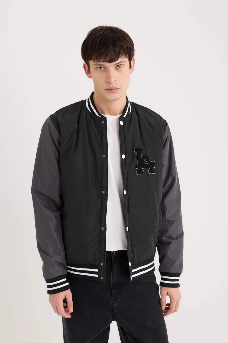 Defacto  College Collar Snap Button Double Pocket Waterproof Bomber Jacket for Men | Best Price UAE