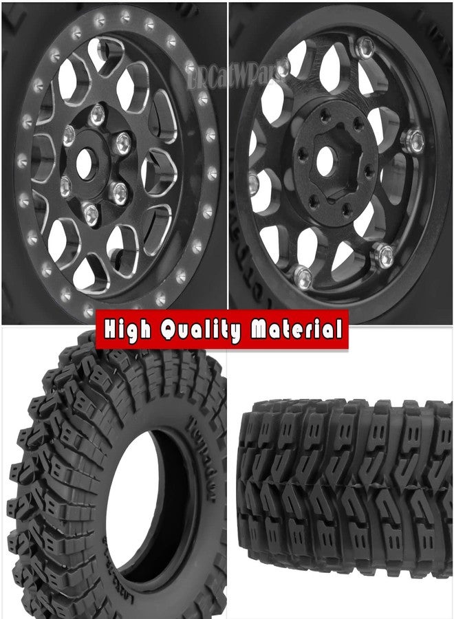 عجلات وإطارات BRCatWPark RC 1.3 Beadlock لسيارات الزحف RC بمقياس 1/18 TRX4M و1/24 SCX24 FCX24، 4 قطع من جنوط نحاسية مقاس 1.3 بوصة وعجلات وإطارات ألومنيوم Beadlock، أسود - Image 5