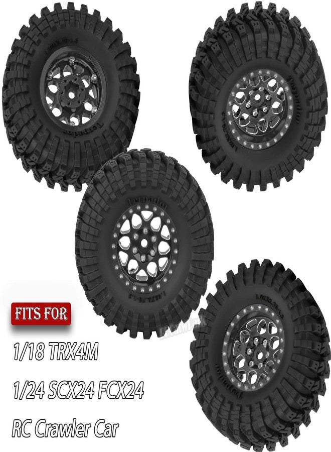 عجلات وإطارات BRCatWPark RC 1.3 Beadlock لسيارات الزحف RC بمقياس 1/18 TRX4M و1/24 SCX24 FCX24، 4 قطع من جنوط نحاسية مقاس 1.3 بوصة وعجلات وإطارات ألومنيوم Beadlock، أسود - Image 2